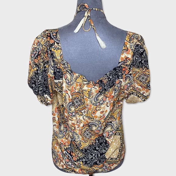 Cupcakes + Cashmere Golden Paisley Blouse Sz XS - Picture 11 of 16